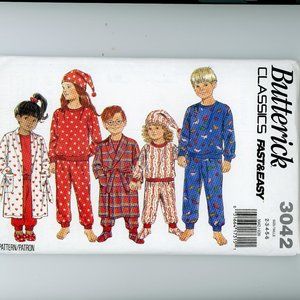 Children's Sleepwear Butterick Pattern 3042 Fast & Easy Sizes 2-6 Uncut